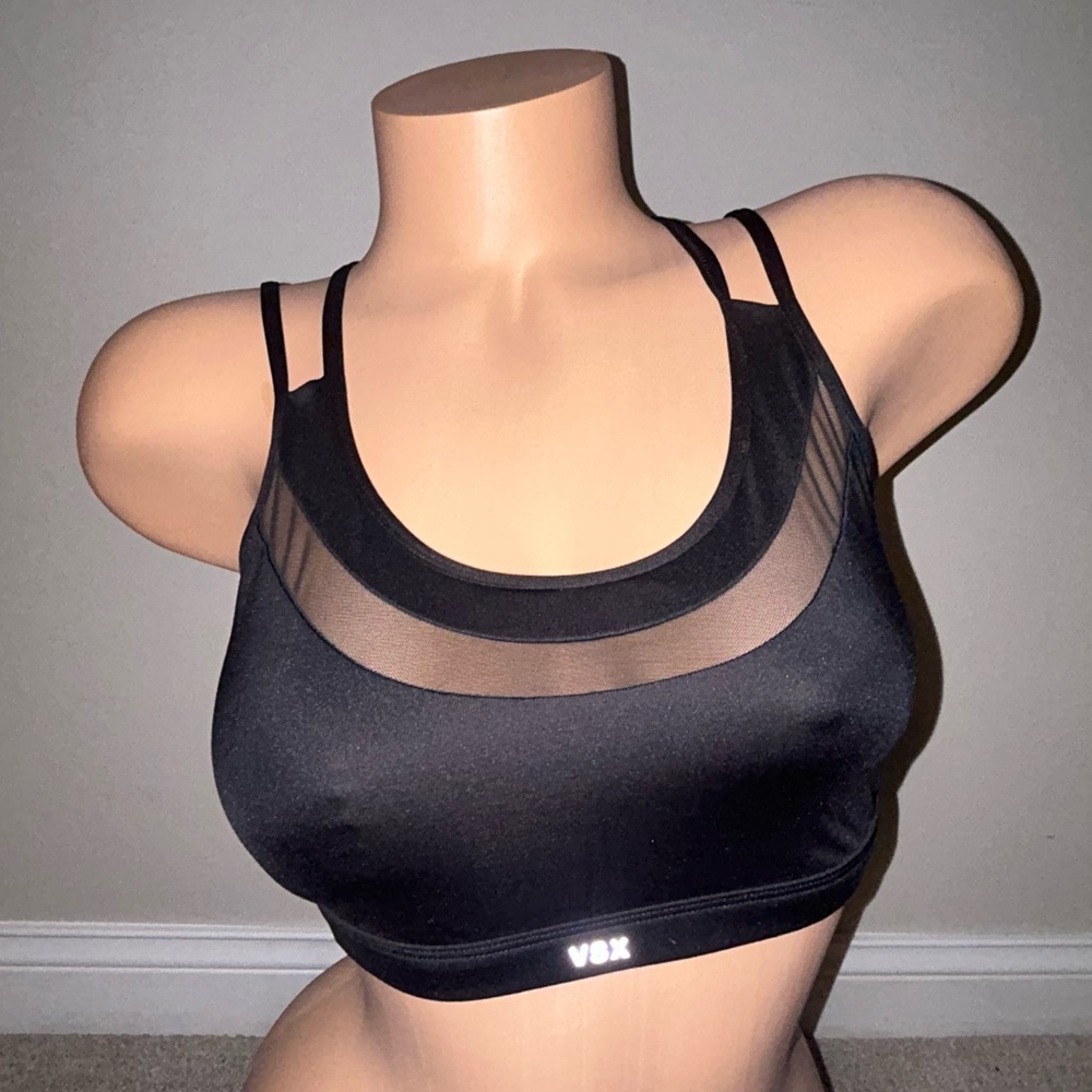 VSX Black Sports Bra with Mesh Detail